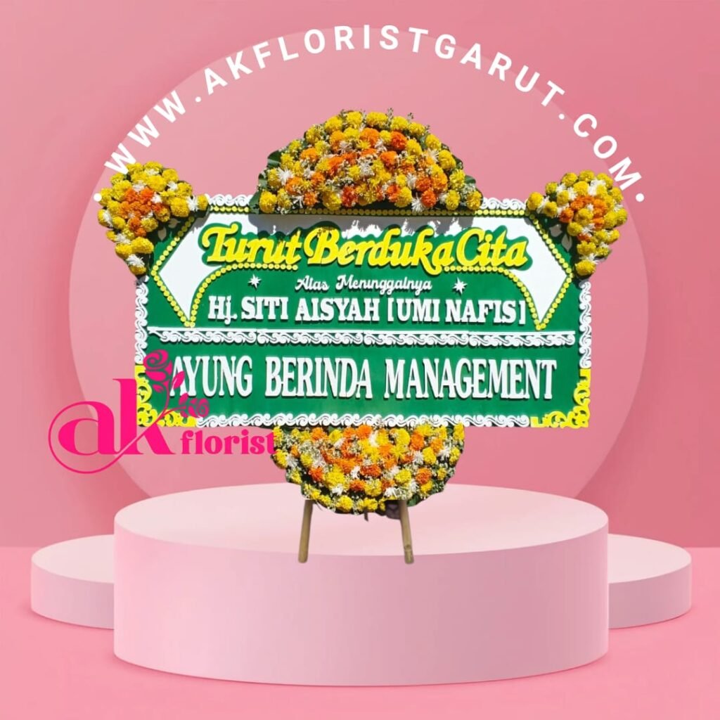 Karangan bunga duka cita Garut AK Florist dengan rangkaian bunga segar untuk ucapan belasungkawa