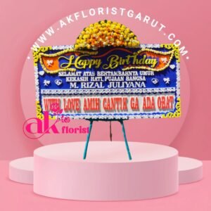 Karangan Bunga Ulang Tahun Garut menggunakan bunga segar premium dengan desain elegan untuk hadiah ulang tahun dari AK Florist Garut