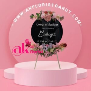 Karangan bunga akrilik Garut untuk ucapan selamat, grand opening, pernikahan, wisuda, duka cita, dan berbagai acara dengan desain elegan