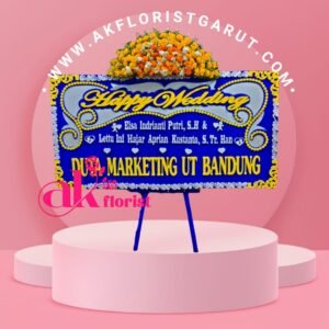 Karangan Bunga Happy Wedding Garut AK Florist Garut untuk ucapan pernikahan dengan desain elegan dan bunga segar