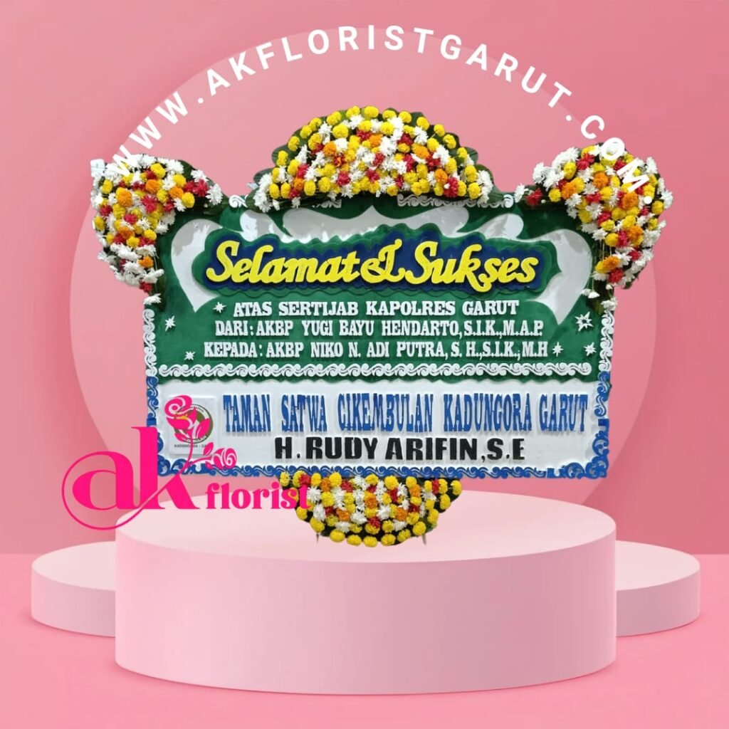 Karangan Bunga Selamat & Sukses Garut AK Florist Garut untuk ucapan grand opening, pelantikan, promosi jabatan, dan peresmian.